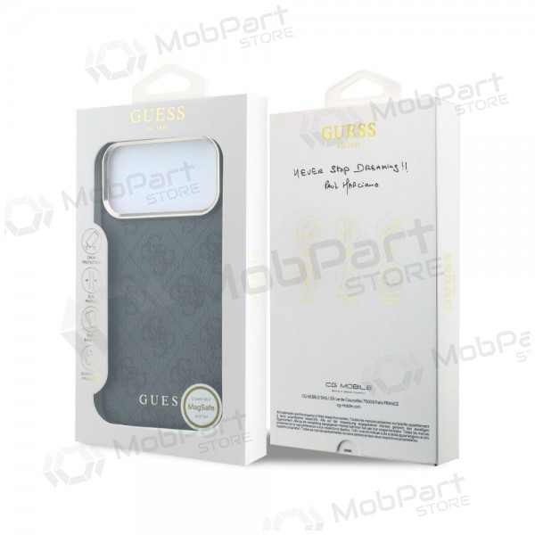 Apple iPhone 18 Pro kotelo - Guess PU Leather 4G Gold Frame MagSafe (musta)