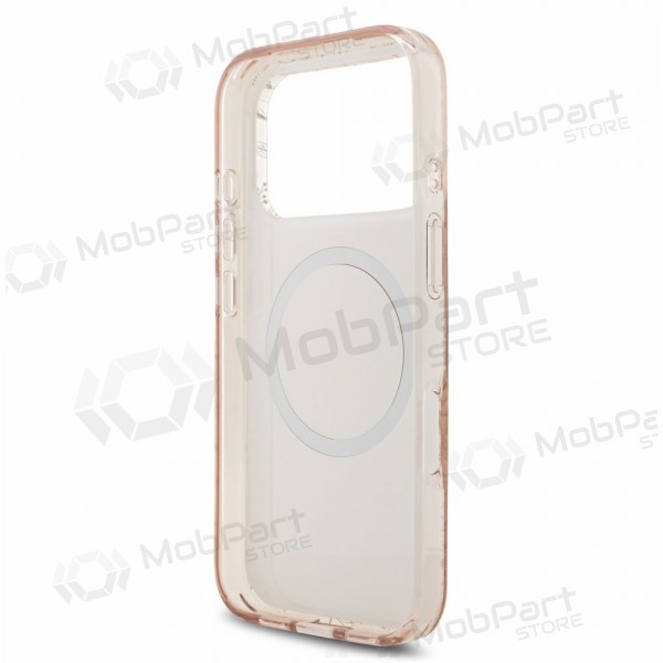 Apple iPhone 18 Pro Max kotelo - Guess IML Flowers Allover Strap MagSafe (vaaleanpunainen)