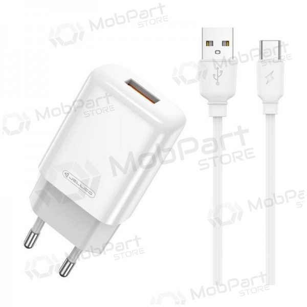 Laturi buitinis Jellico EU01 2.4A USB + Type-C valkoinen