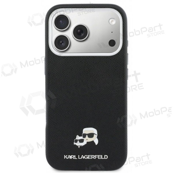 Apple iPhone 17 Pro kotelo - Karl Lagerfeld PU Karl and Choupette Heads Pins MagSafe (musta)