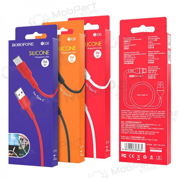 USB kaapeli Borofone BX30 Type-C 1.0m (valkoinen)