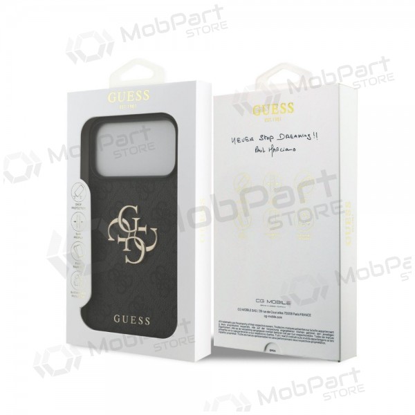 Apple iPhone 18 Pro kotelo - Guess PU 4G Metal Logo (harmaa)