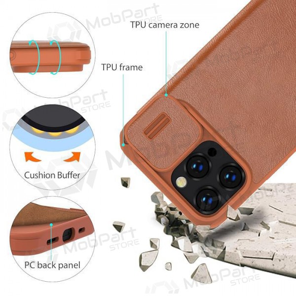 Apple iPhone 14 Pro Max suojakotelo „Nillkin Leather“ (ruskea) Apple iPhone 14 Pro Max suojakotelo „Nillkin Leather“ (ruskea)