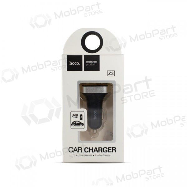 Autolaturi HOCO Z3 Dual Usb (Display, 3.1A) (musta)