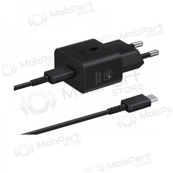 Laturi alkuperäinen Samsung EP-T2510XBEGEU 25W + USB-C kaapeli pakkauksessa musta