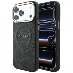 Apple iPhone 18 Pro Max kotelo - Guess PU Leather 4G Gold Frame Embossed MagSafe (ruskea)