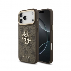 Apple iPhone 18 Pro Max kotelo - Guess PU Leather 4G Metal Logo Gold Frame