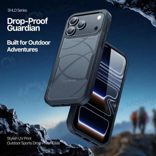 Apple iPhone 17 Pro Max, 18 Pro Max kotelo - Dux Ducis Shld musta (Contour Pattern)