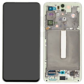Ekranas Samsung G990 S21 FE 5G su lietimui jautriu stikliuku ja rėmeliu Olive alkuperäinen (service pack)
