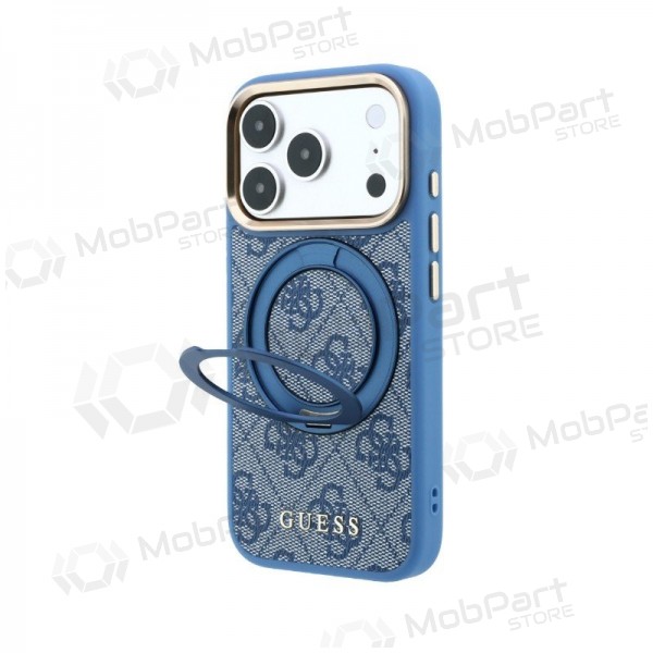 Apple iPhone 18 Pro kotelo - Guess PU 4G Ring Stand MagSafe (sininen)