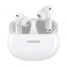 Langatons ausinės Ugreen WS200 HiTune T6 Active Noise-Cancelling Earbuds baltos