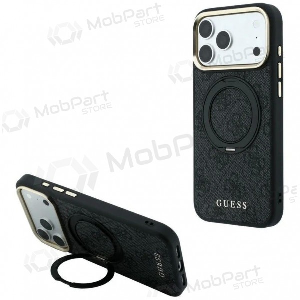 Apple iPhone 18 Pro Max kotelo - Guess PU 4G Ring Stand MagSafe (musta)