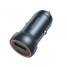 Autolaturi Borofone BZ32A USB-C/USB-A 30W harmaa