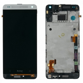 HTC One Mini (M4) näyttö (hopea) (kehyksellä) (service pack) (alkuperäinen)