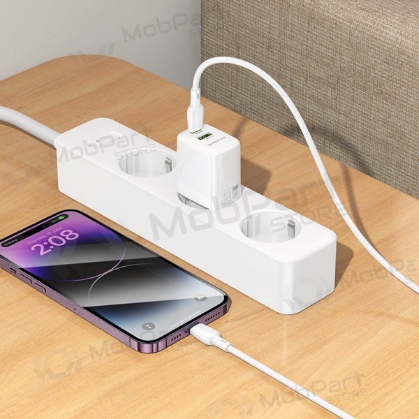 Laturi Borofone BN29 30W USB-C/USB-A + USB-C to Lightning cable 1.0m valkoinen