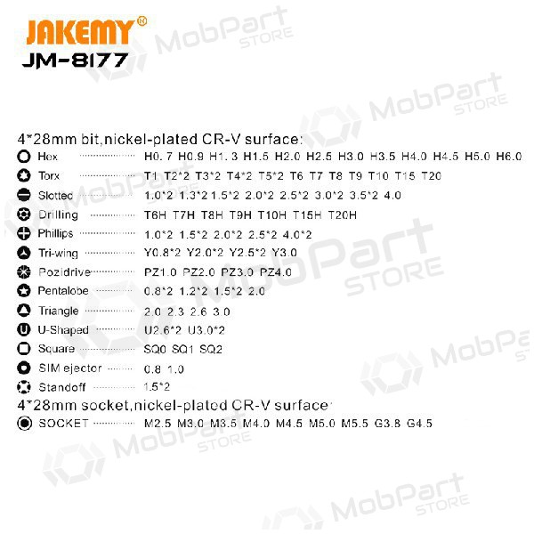 Ruuvimeisseli (106 antgaliai) Jakemy JM-8177