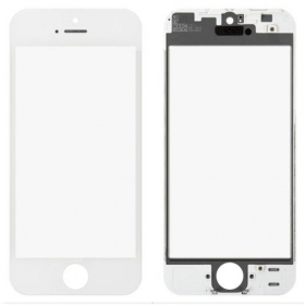 Apple iPhone 5 Näytön lasi kehyksellä ja OCA (valkoinen) (for screen refurbishing) - Premium