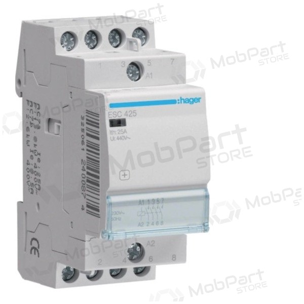 Kontaktori Hager ESC425 (4P, 25A, 230V, 4NO)