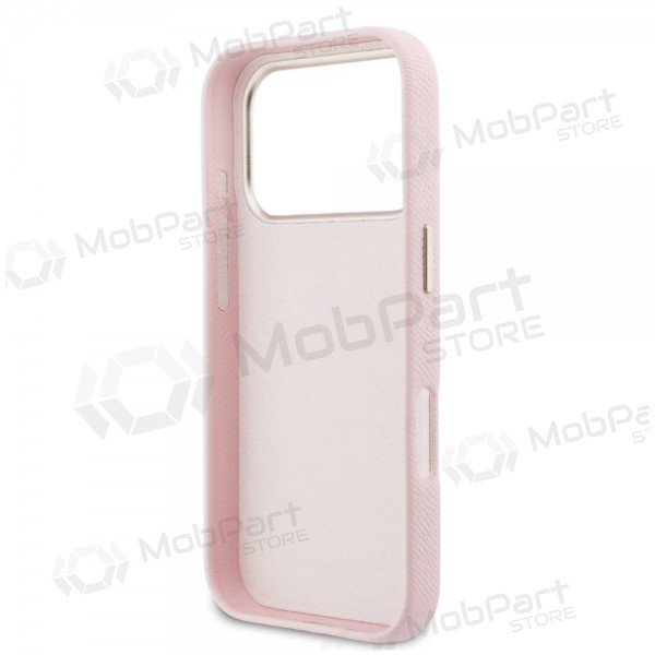 Apple iPhone 17 Pro Max kotelo - Guess PU Grained 4G Resin Metal Logo (vaaleanpunainen)