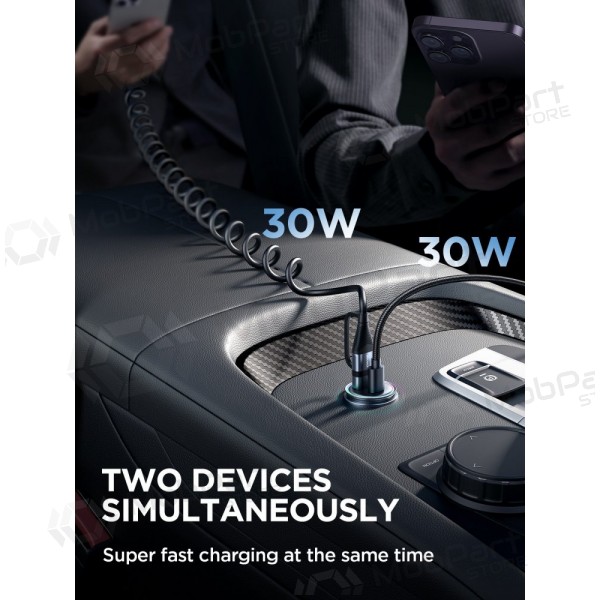 Laturi automobilinis Joyroom JR-CCN04 USB-C/USB-A 60W musta
