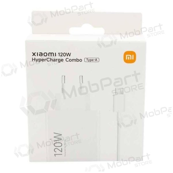 Alkuperäinen xiaomi-laturi (bhr9462eu) 120w + type-c-kaapeli valkoinen pakkauksessa.