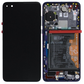 Huawei P40 näyttö (sininen) (kehyksellä ja paristo) (service pack) (alkuperäinen)