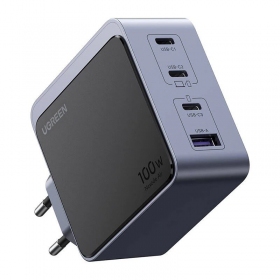 Verkkovirtalaturi Ugreen X565 100 W GaN 3x USB-C + USB-A harmaa