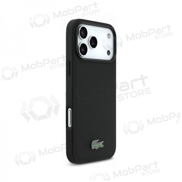 Apple iPhone 18 Pro kotelo - Lacoste PVC Petit Pique Semi Wrap Embossed MagSafe (musta)