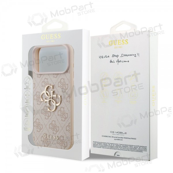 Apple iPhone 17 Pro Max kotelo - Guess PU 4G Metal Logo (vaaleanpunainen)