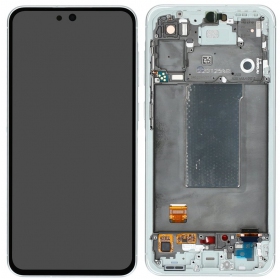 Ekranas Samsung A566 A56 5G su lietimui jautriu stikliuku ja rėmeliu Awesome Lightgrey alkuperäinen (service pack)