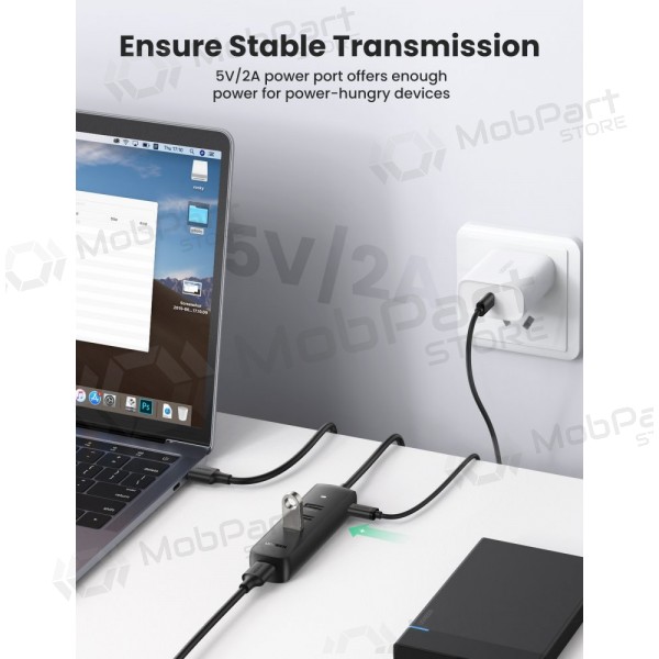 USB šakotuvas Ugreen CM416 USB-A 3.0 to 4xUSB-A 3.0 (10915) musta