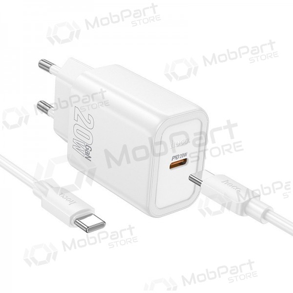 Puhelimen laturi Hoco N60 GaN USB-C USB-C-kaapelilla 1 m valkoinen