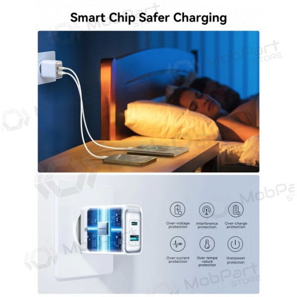 Laturi Joyroom JR-TCF15 USB-C/USB-A 30W valkoinen