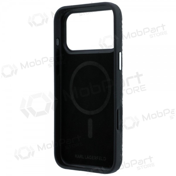 Apple iPhone 18 Pro Max kotelo - Karl Lagerfeld PU Grained Allover Semi Wrap MagSafe (musta)