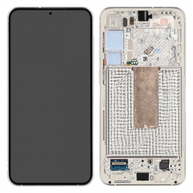Ekranas Samsung S916 S23+ 5G su lietimui jautriu stikliuku ja rėmeliu Cream alkuperäinen (service pack)