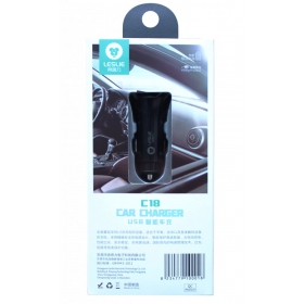 Laturi automobilinis Leslie C18 2 USB 2.4A (1A+2A) (musta)
