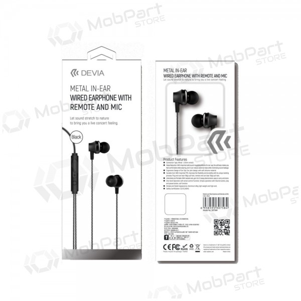 Handsfree Devia Metal In-Ear 3,5mm (musta) Handsfree Devia Metal In-Ear 3,5mm (musta)