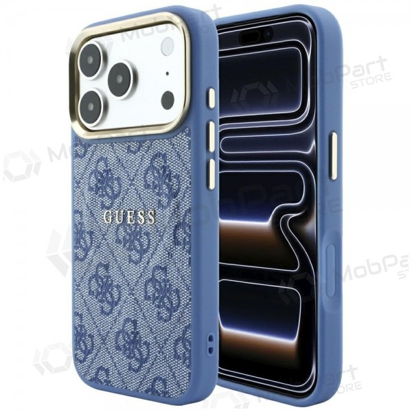 Apple iPhone 18 Pro Max kotelo - Guess PU Leather 4G Gold Frame Embossed MagSafe (sininen)