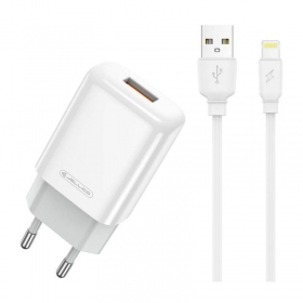 Laturi buitinis Jellico EU01 2.4A USB + Lightning valkoinen
