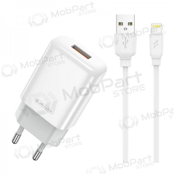 Laturi buitinis Jellico EU01 2.4A USB + Lightning valkoinen