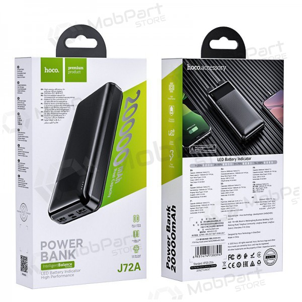 Ulkoinen paristo Power Bank Hoco J72A 20000mAh musta