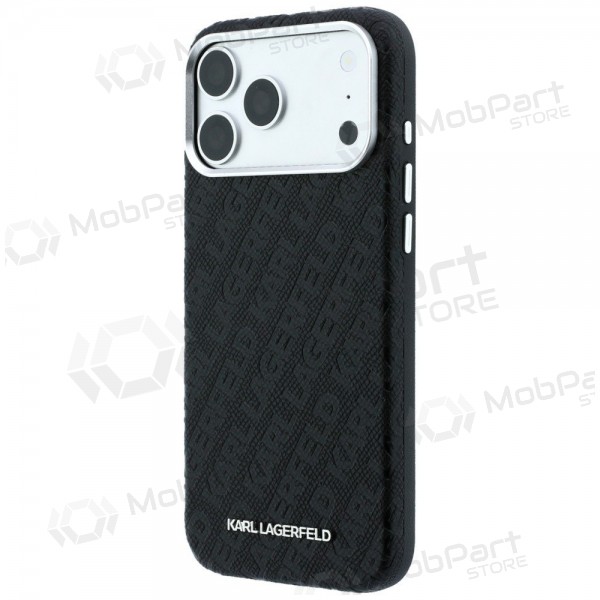Apple iPhone 18 Pro Max kotelo - Karl Lagerfeld PU Grained Allover Semi Wrap MagSafe (musta)