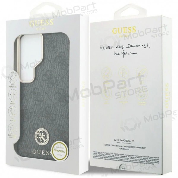 Samsung Galaxy S26 Ultra kotelo - Guess PU Leather 4G Strass Logo Gold Frame Magnetic (musta)