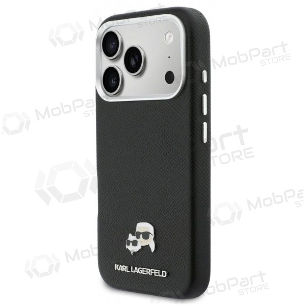 Apple iPhone 17 Pro kotelo - Karl Lagerfeld PU Karl and Choupette Heads Pins MagSafe (musta)