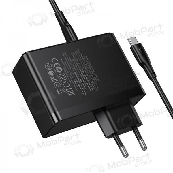Verkkolaturi Hoco N85 100 W 3x USB-C + USB-A USB-C-kaapelilla 2 m musta