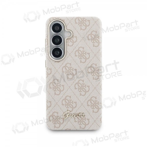Samsung Galaxy S26 kotelo - Guess PU 4G Script Metal Logo Magnetic (vaaleanpunainen)