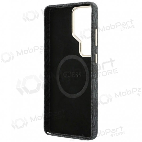 Samsung Galaxy S26 Ultra kotelo - Guess PU Leather 4G Strass Logo Gold Frame Magnetic (musta)