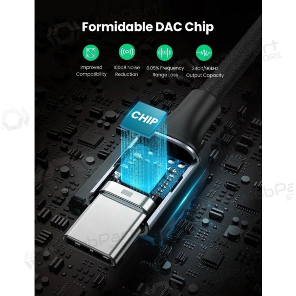 Ugreen AV161 USB-C–3,5 mm harmaa äänisovitin