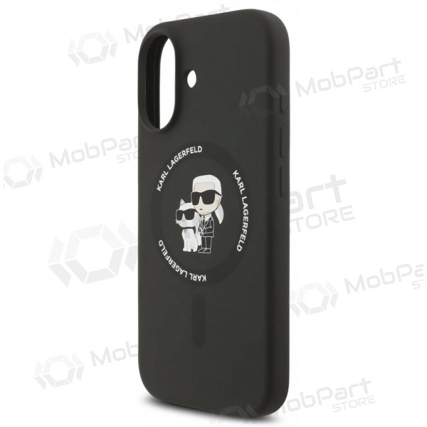 Apple iPhone 17 kotelo - Karl Lagerfeld Liquid Silicone Karl and Choupette MagSafe (musta)