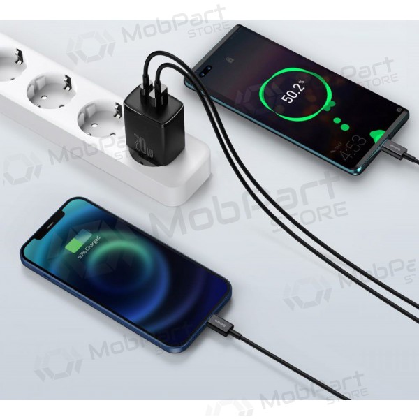Laturi Baseus USB + Type-C 20W CCXJ-B01 (musta)